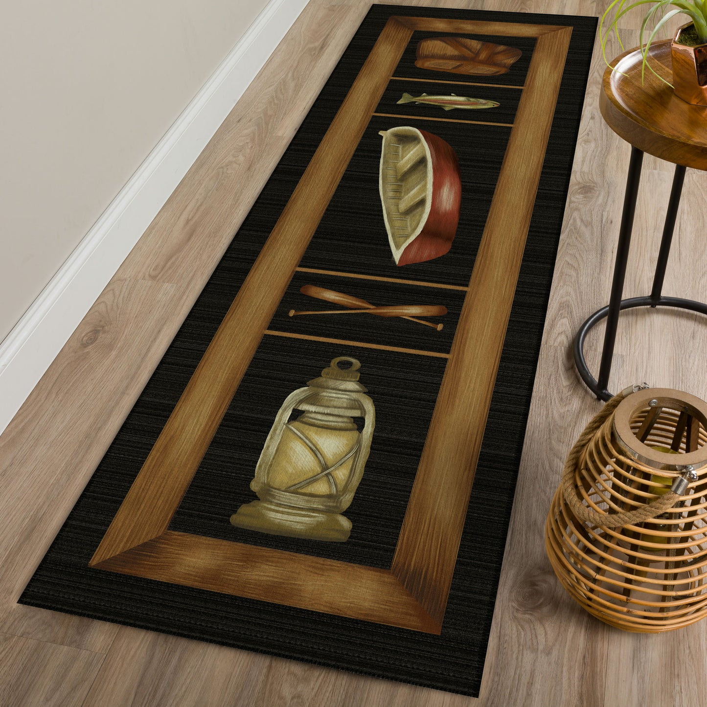 Indoor/Outdoor Excursion EX4 Black Washable 2'3" x 7'6" Runner Rug