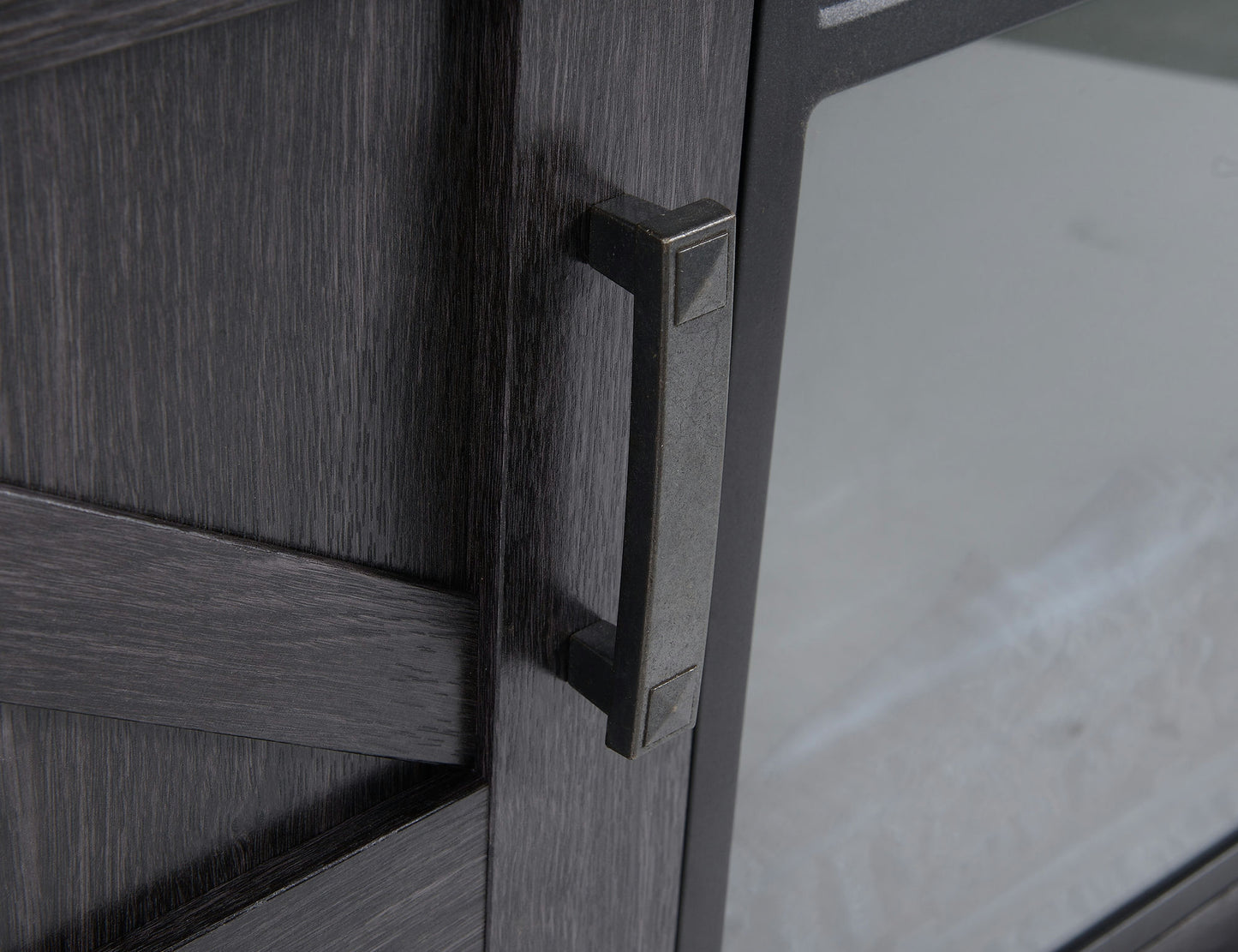 Rustic Dark Wood TV Stand With Fireplace