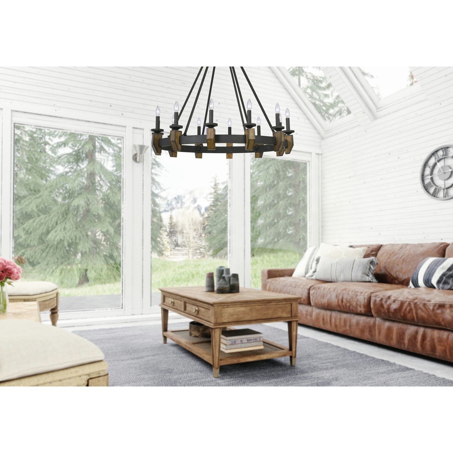 Bronze/wood Metal Cruz - Chandelier, FX-3517-12