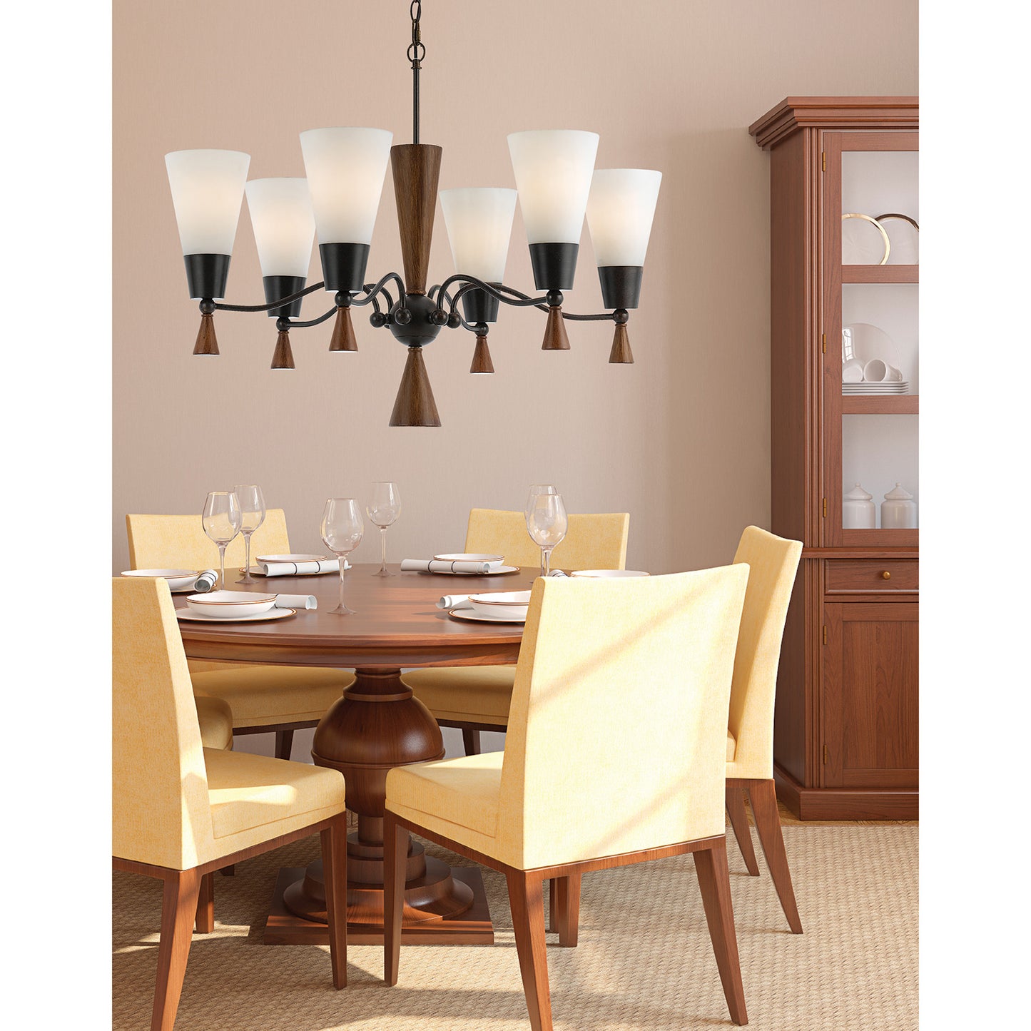 Frosted white Wood Verona - Chandelier