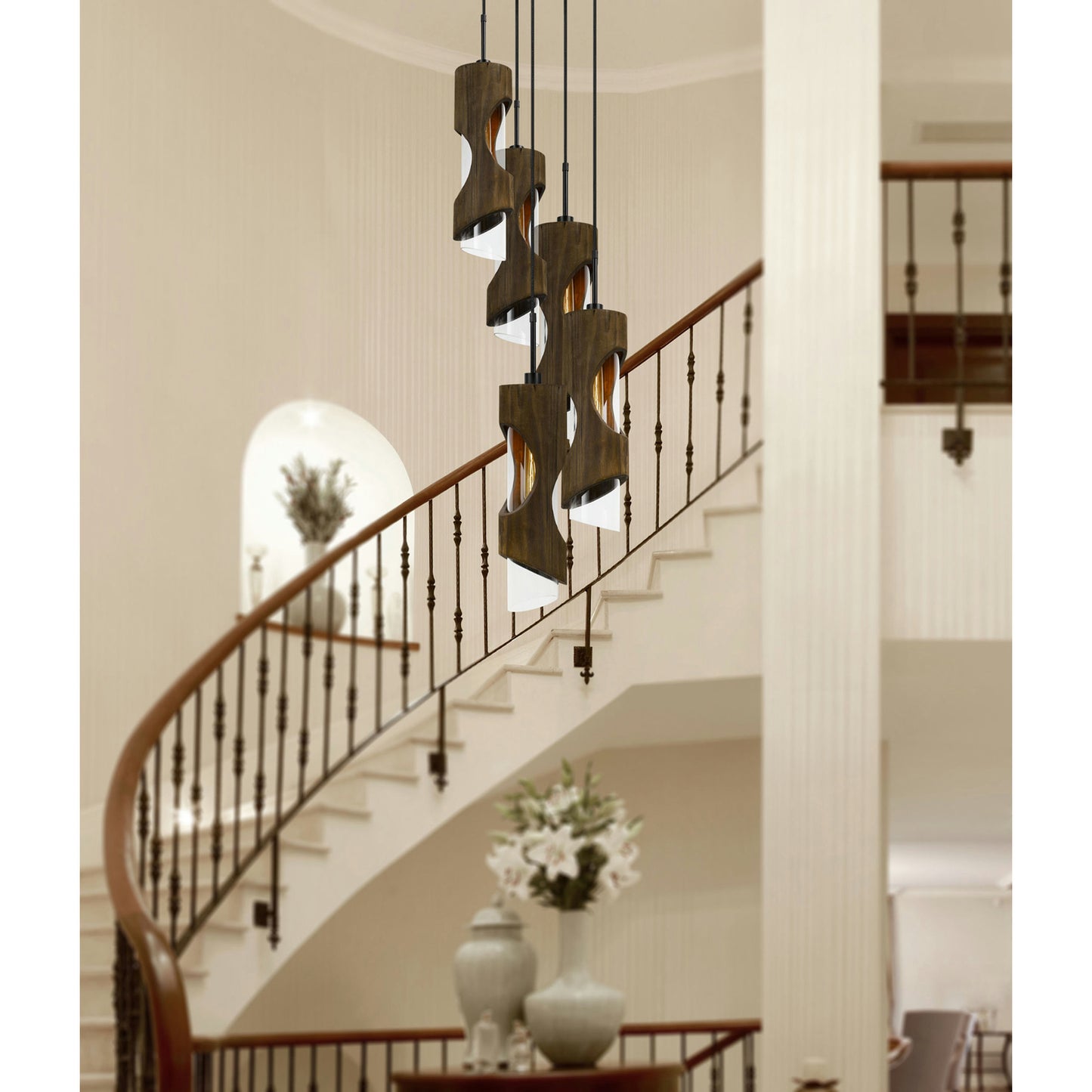 Smoky wood Metal/wood Zamora - Pendant, FX-3669-5