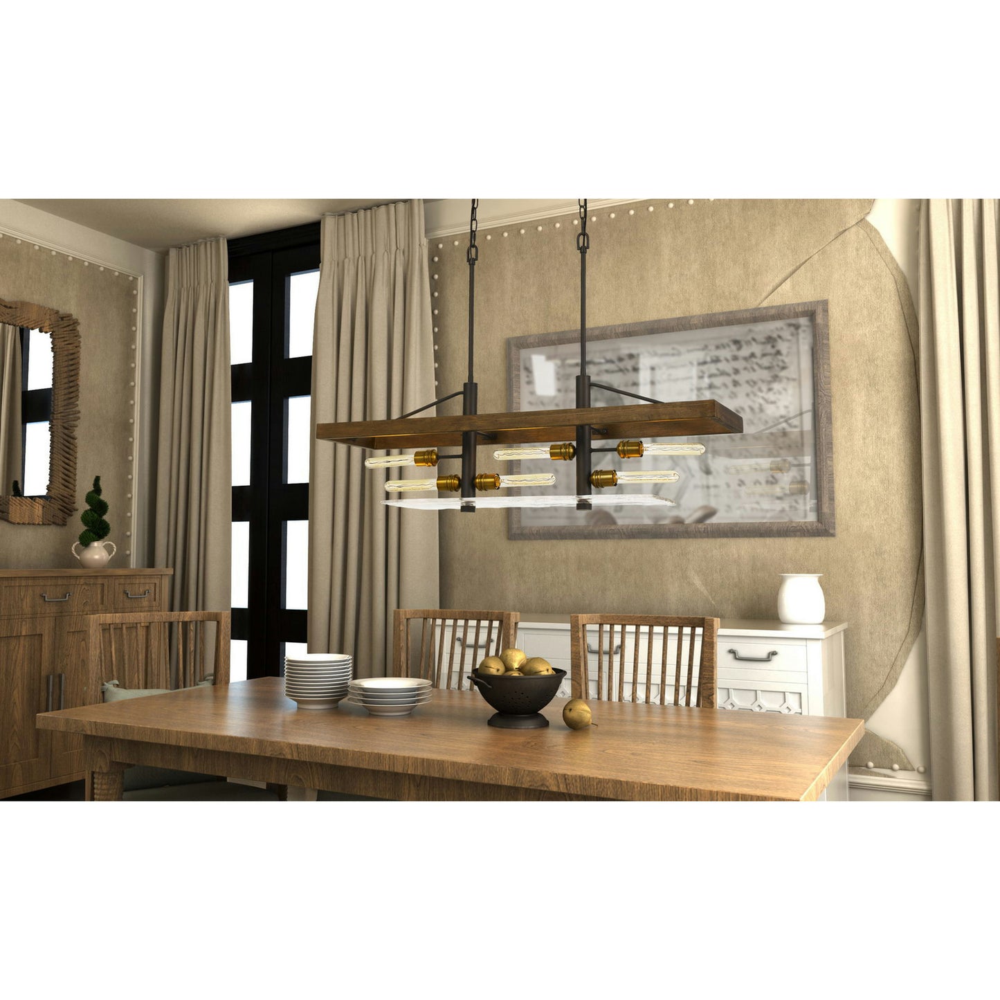 Wood Pine wood/metal/glass Cantania - Island chandelier