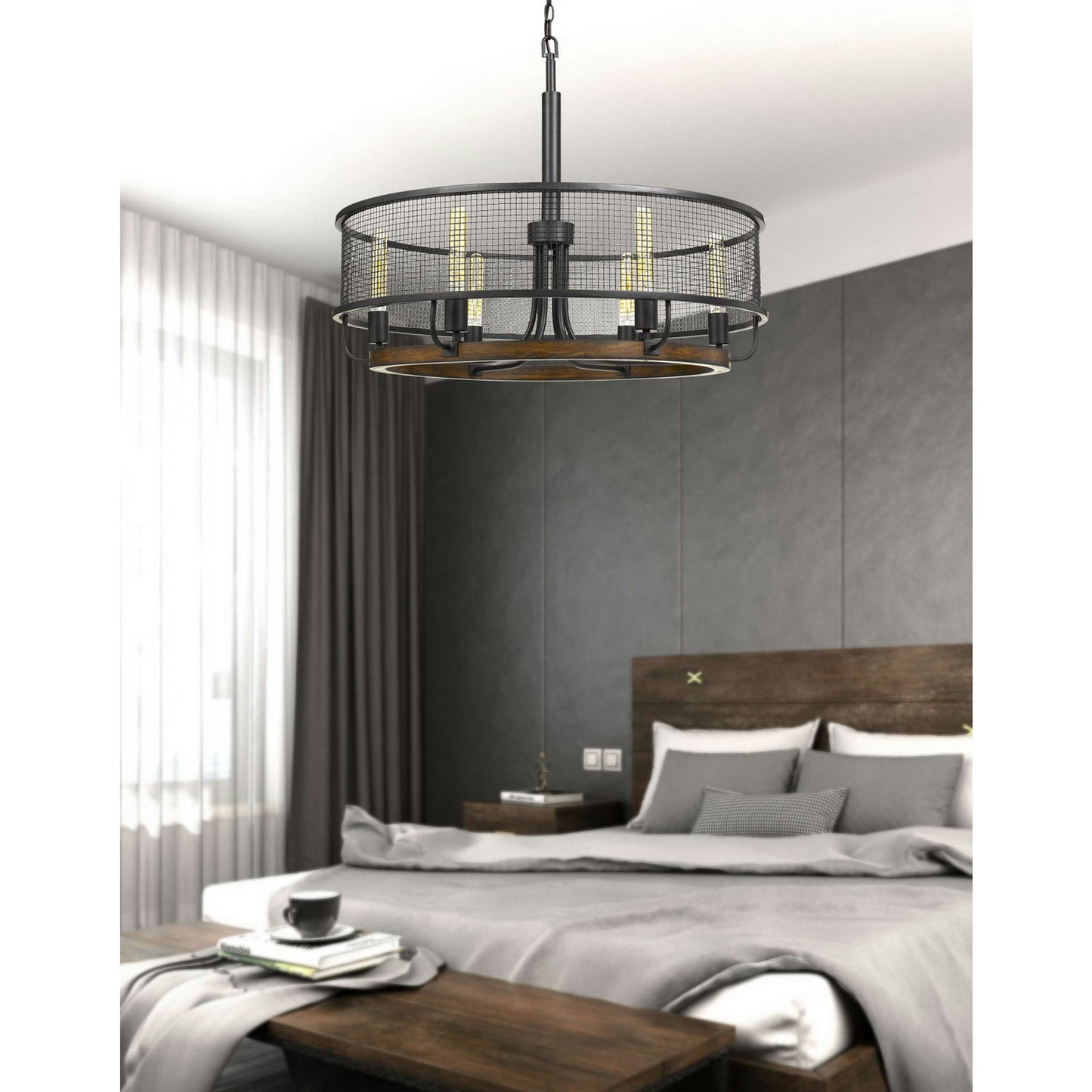 Bronze/wood Metal/ pine wood Aberdeen - Chandelier, FX-3720-6