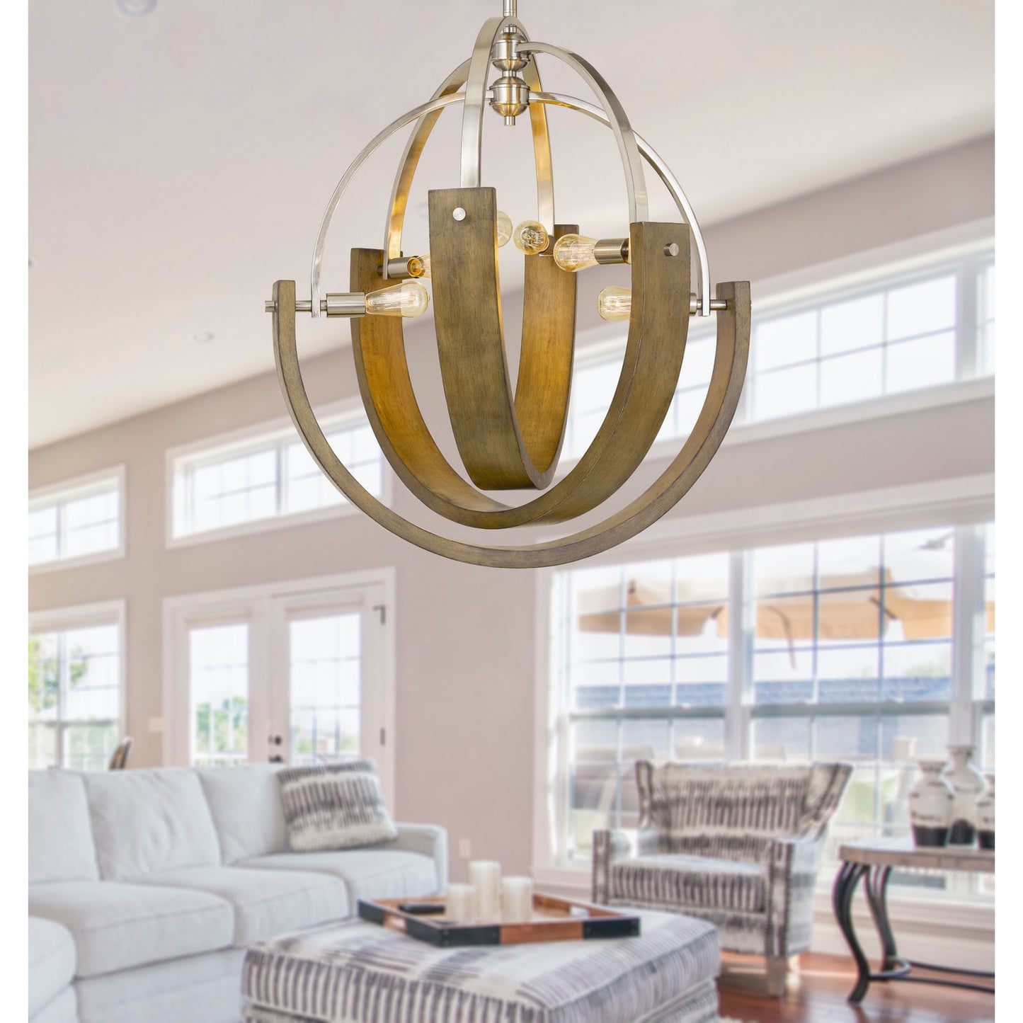 Brushed steel Metal Rauma - Chandelier, FX-3741-6