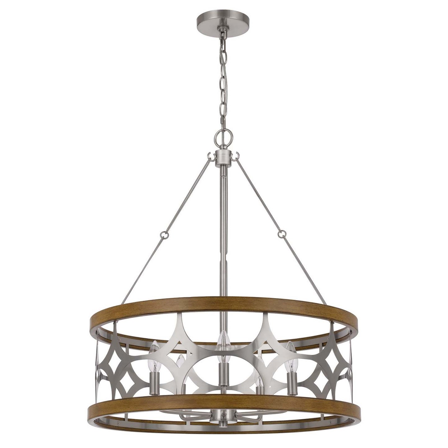 Brushed steel/oak Metal Abingdon - Chandelier