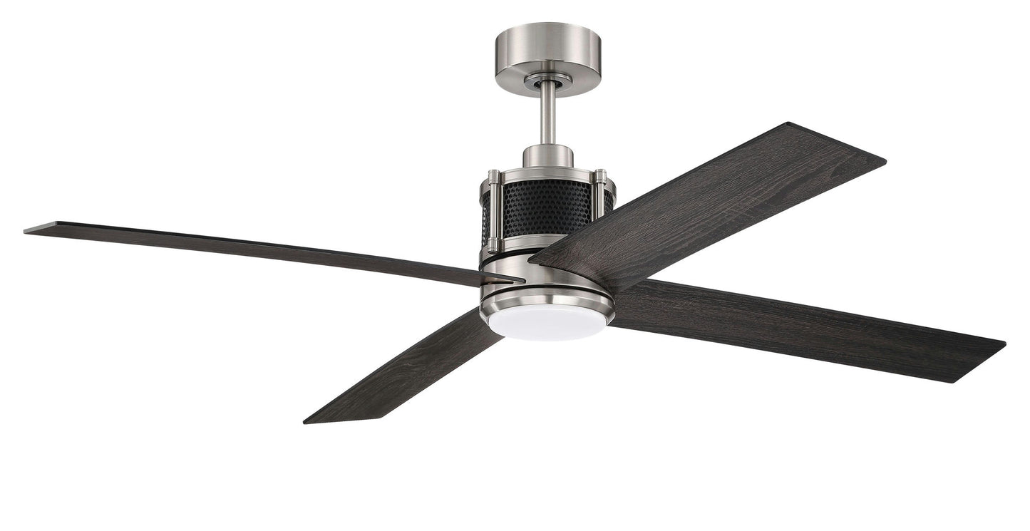 56" Gregory Fan, Brushed Nickel and Flat Black Finish, Blades Included