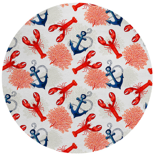 Indoor/Outdoor Harbor HA4 Ivory Washable 8' x 8' Round Rug