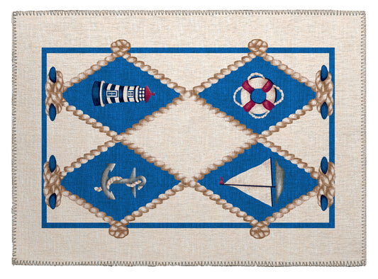 Indoor/Outdoor Harbor HA6 Ivory Washable 1'8" x 2'6" Rug