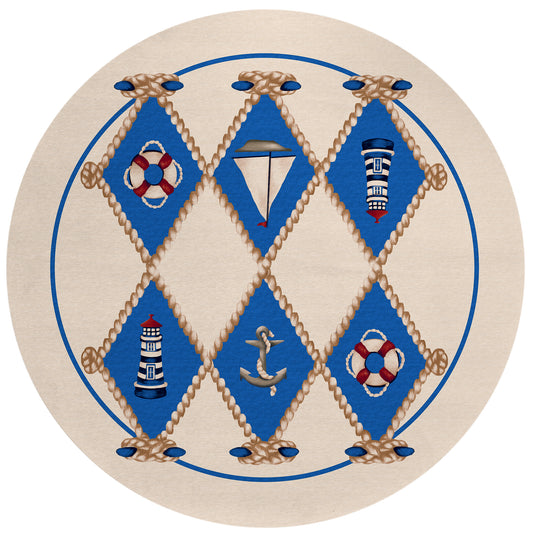 Indoor/Outdoor Harbor HA6 Ivory Washable 8' x 8' Round Rug