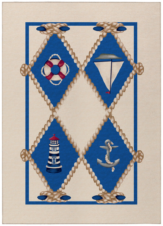 Indoor/Outdoor Harbor HA6 Ivory Washable 9' x 12' Rug