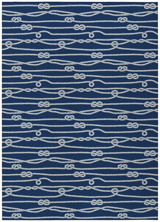 Indoor/Outdoor Harbor HA7 Navy Washable 10' x 14' Rug