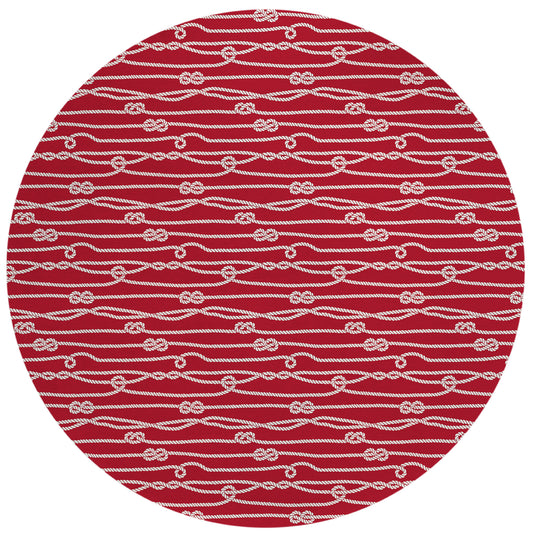 Indoor/Outdoor Harbor HA7 Red Washable 8' x 8' Round Rug