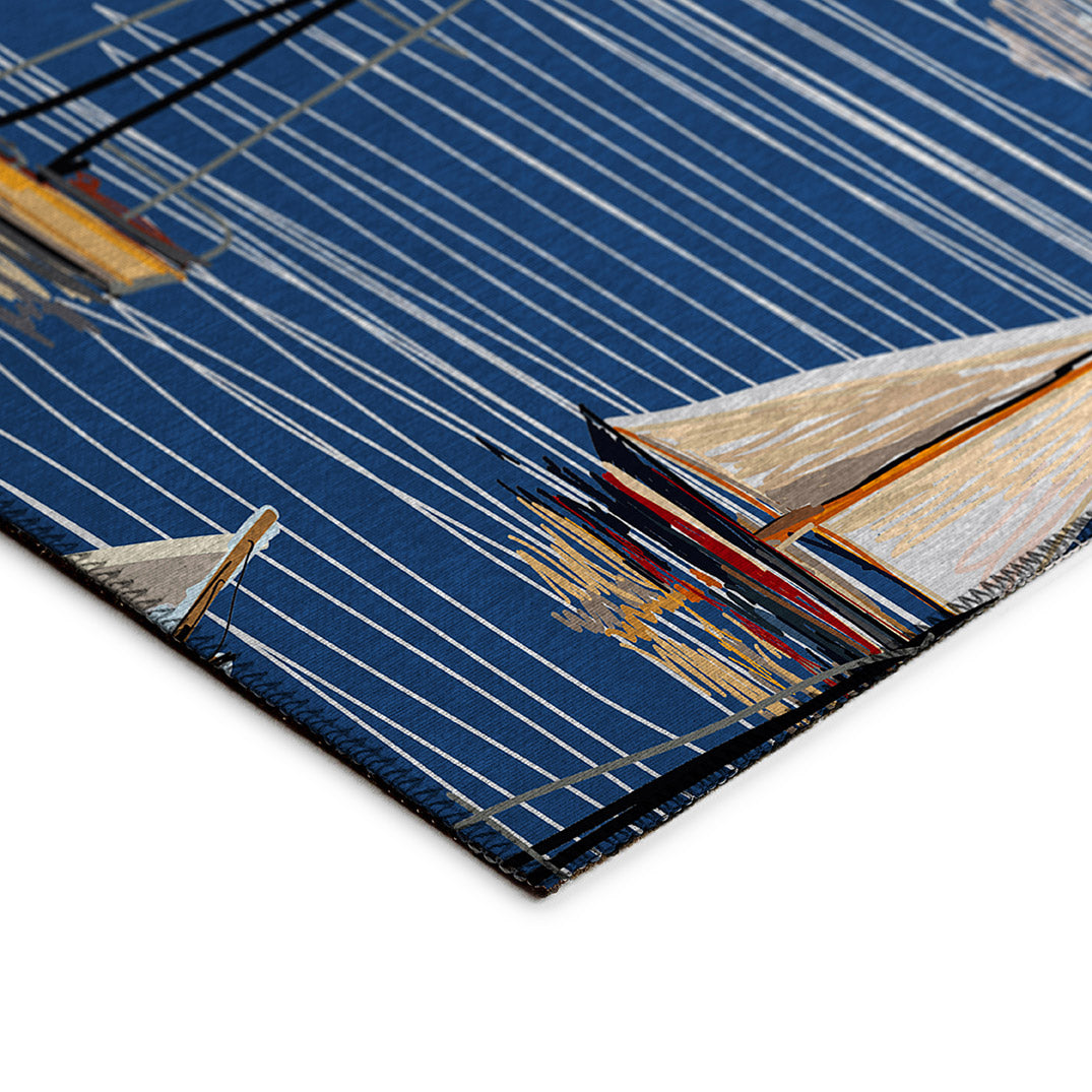 Indoor/Outdoor Harbor HA8 Navy Washable 10' x 14' Rug