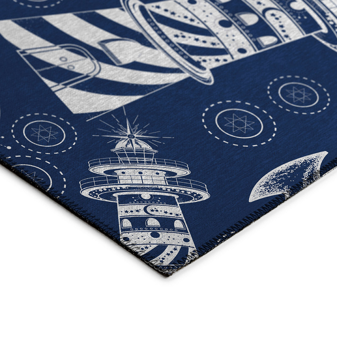 Indoor/Outdoor Harbor HA9 Navy Washable 2'3" x 7'6" Runner Rug