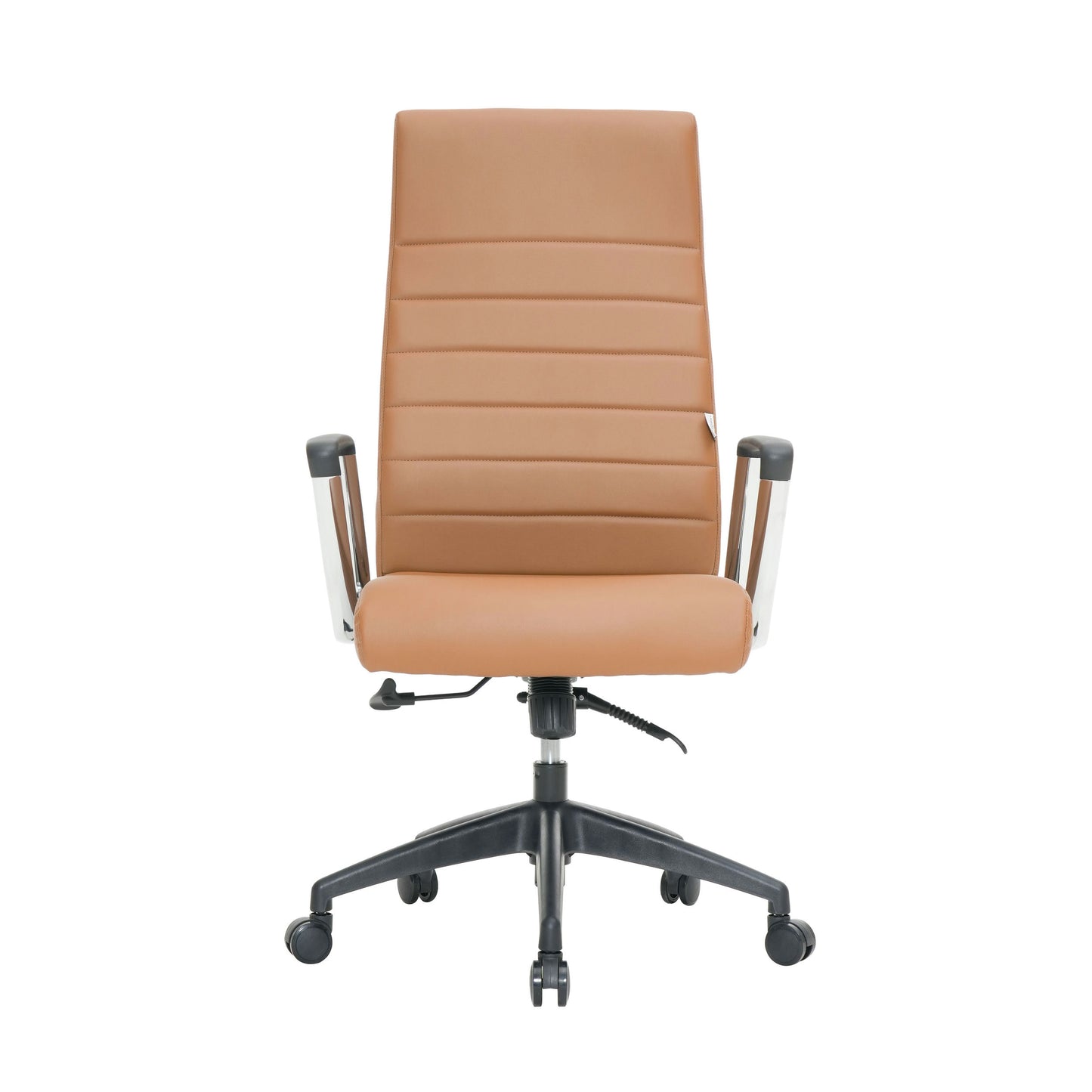 LeisureMod Hilton Modern High-Back Leather Office Chair, Brown