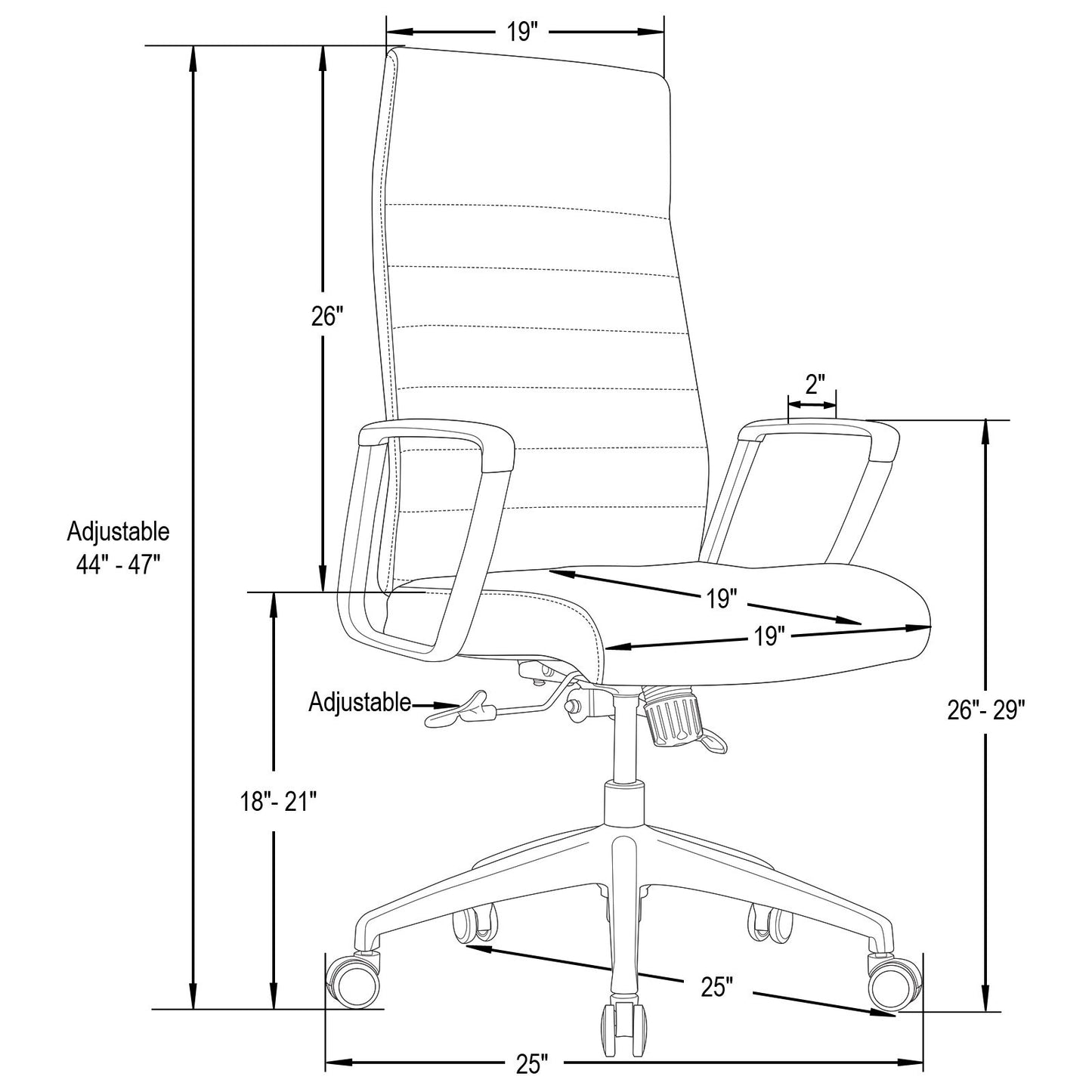 LeisureMod Hilton Modern High-Back Leather Office Chair, Tan