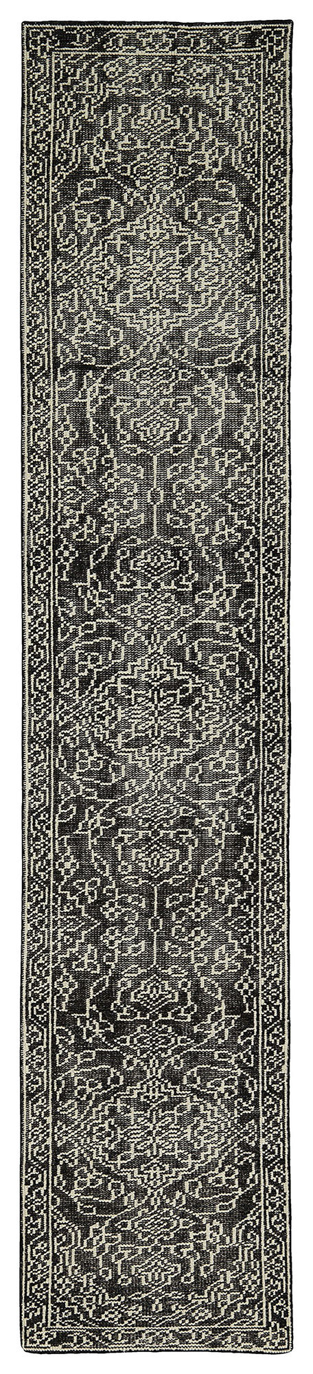 Kaleen Herrera Collection Charcoal Ivory Runner 2'6" x 12'