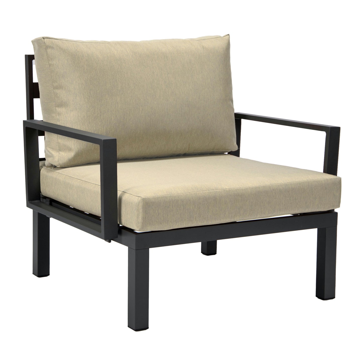 LeisureMod Hamilton 6-Piece Patio Conversation Set With Cushions - Beige