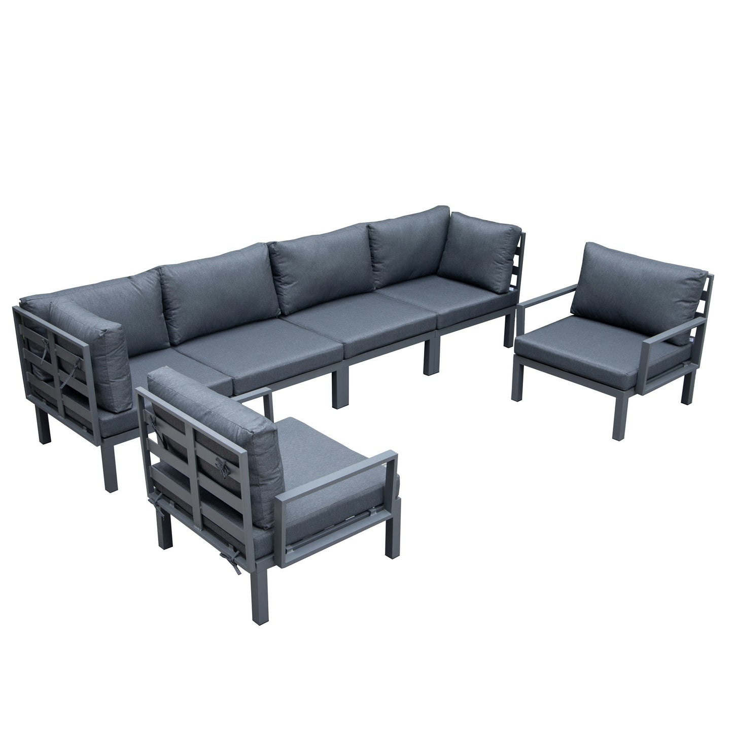 LeisureMod Hamilton 6-Piece Patio Conversation Set With Cushions - Black