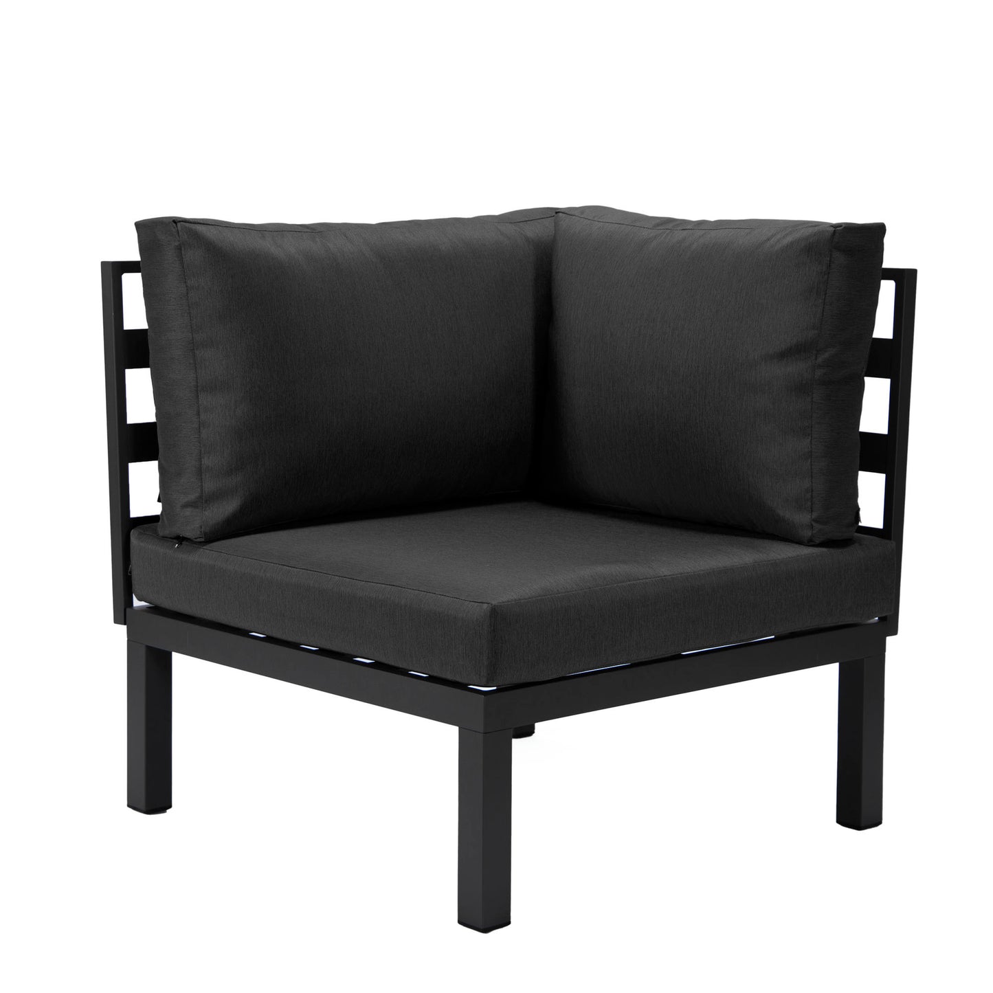 LeisureMod Hamilton 6-Piece Patio Conversation Set With Cushions - Black