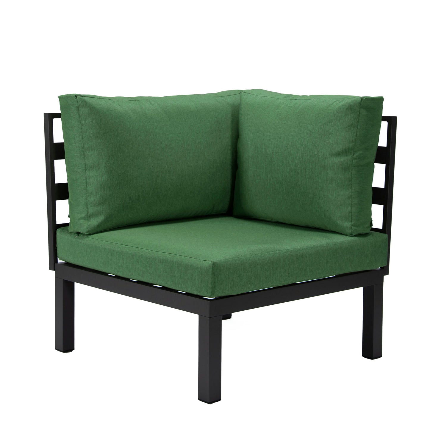 LeisureMod Hamilton 7-Piece Conversation Set With Fire Pit Table - Green