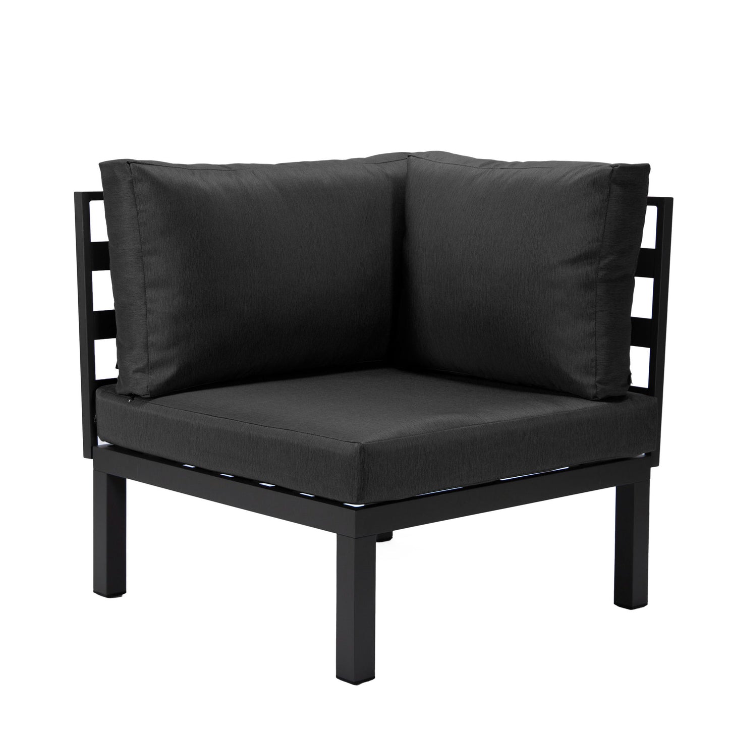 LeisureMod Hamilton 7-Piece Conversation Set With Coffee Table - Black