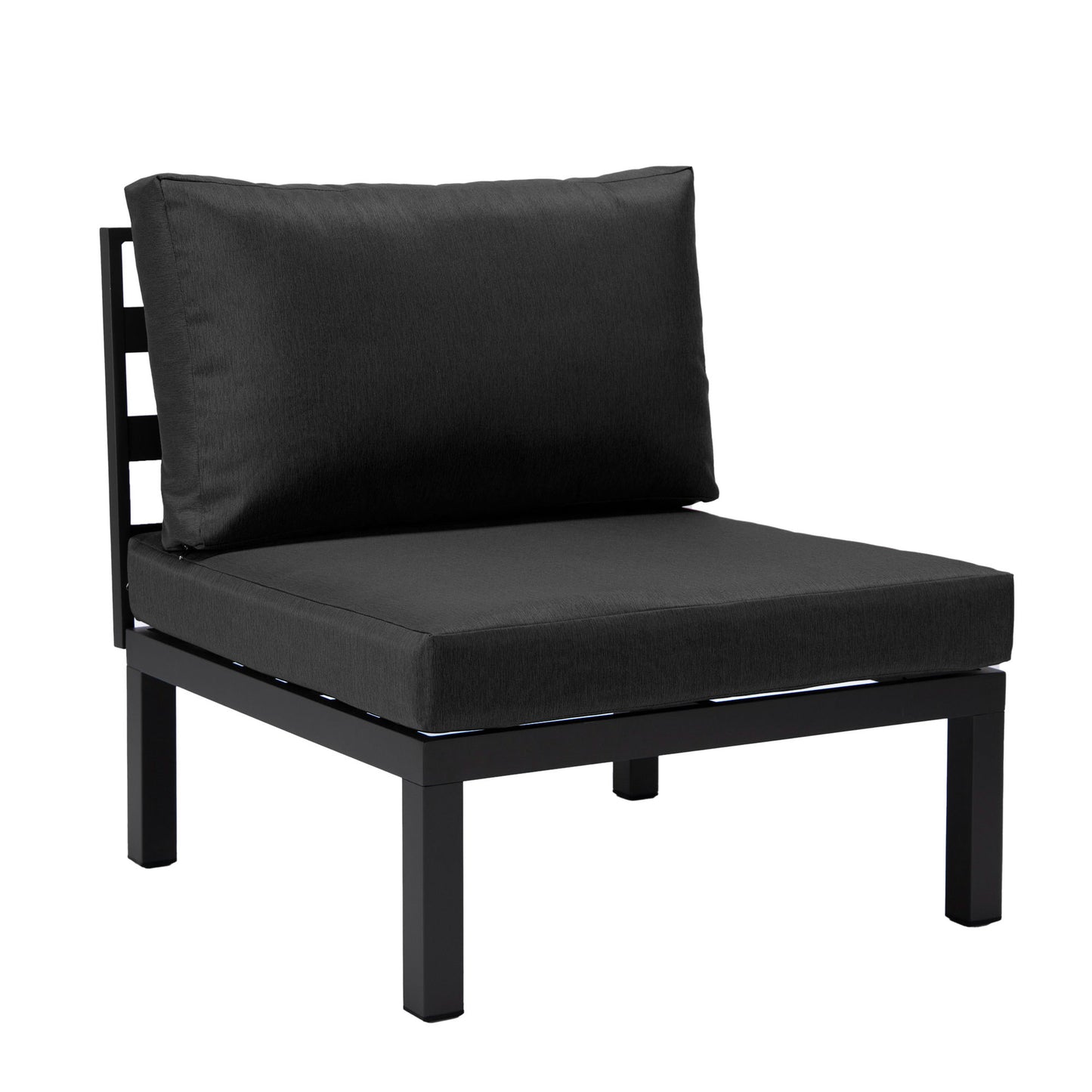 LeisureMod Hamilton 7-Piece Conversation Set With Coffee Table - Black