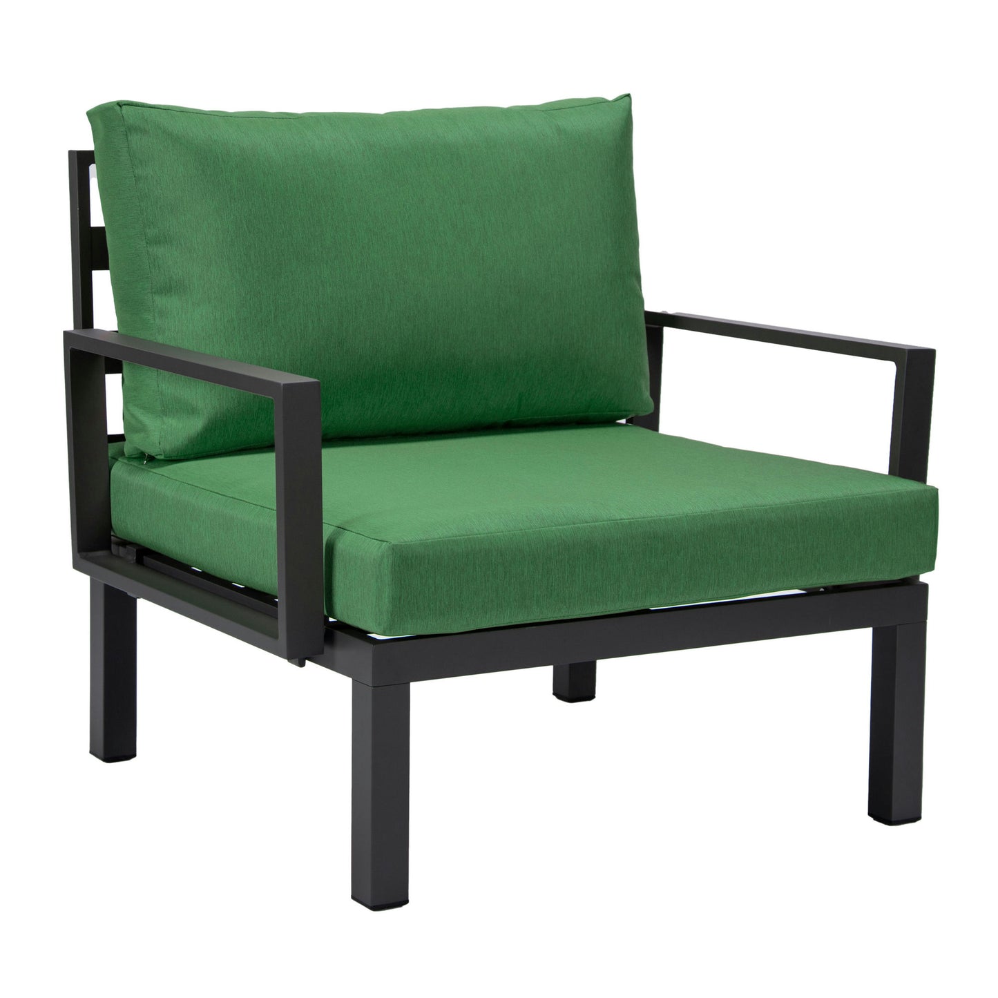 LeisureMod Hamilton 7-Piece Conversation Set With Coffee Table - Green