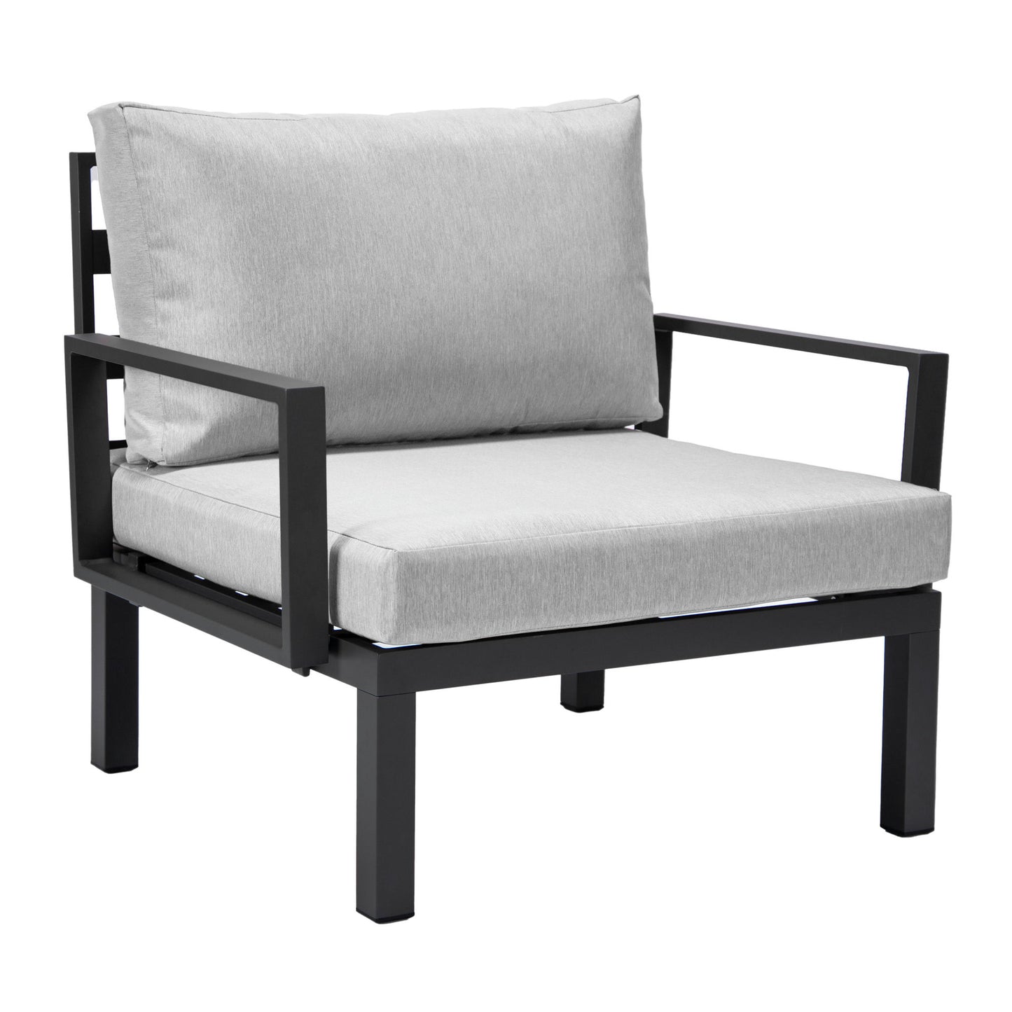 LeisureMod Hamilton 7-Piece Conversation Set With Coffee Table & Cushions - Grey