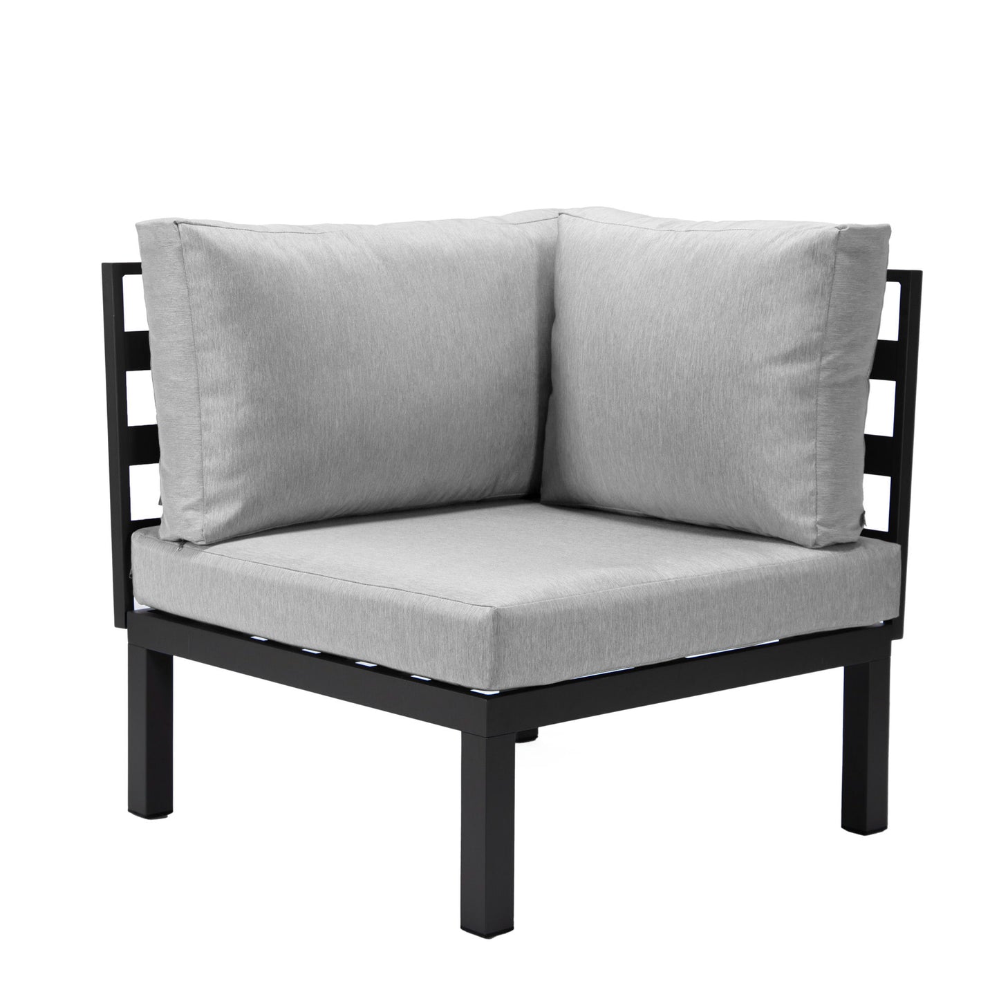 LeisureMod Hamilton 7-Piece Conversation Set With Coffee Table & Cushions - Grey