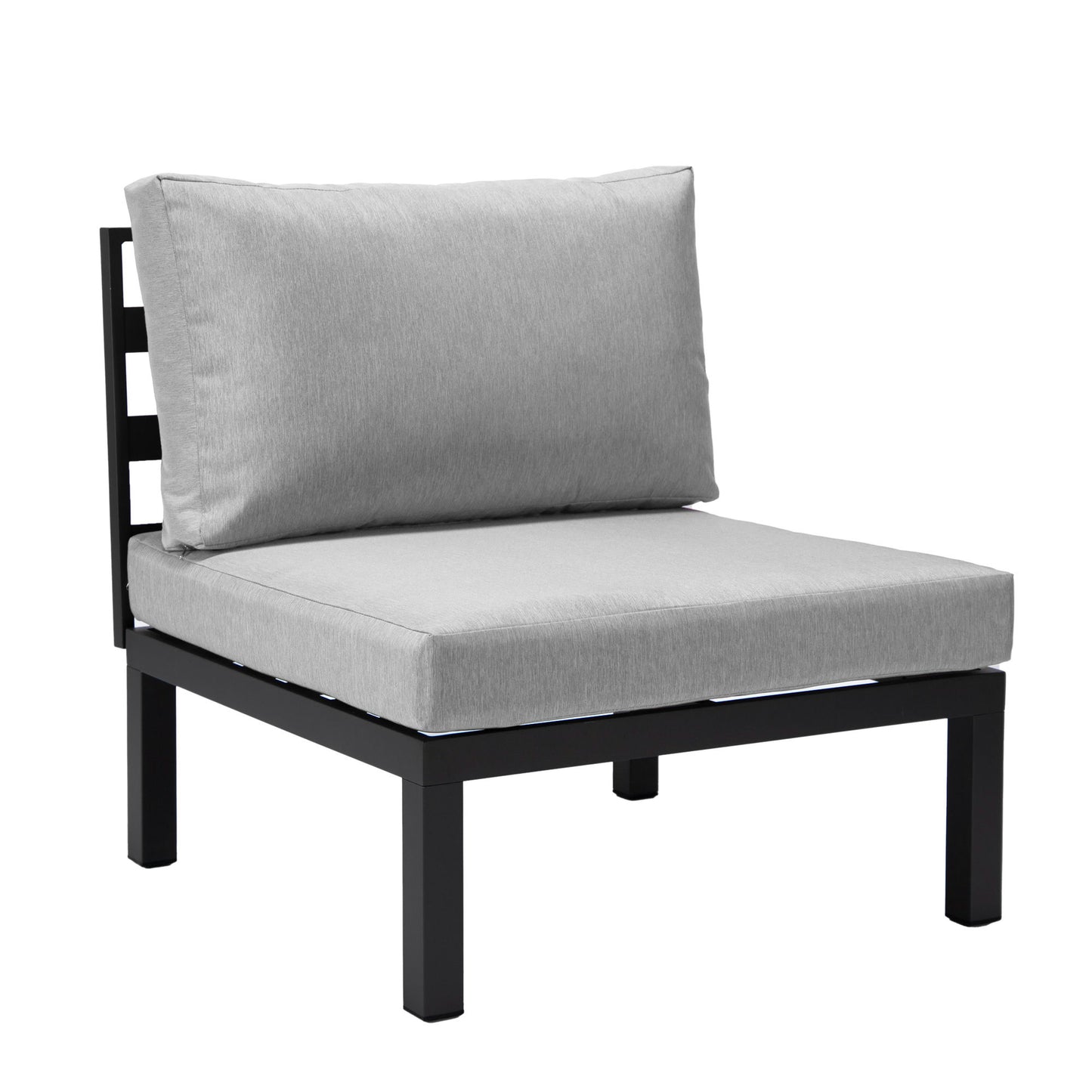 LeisureMod Hamilton 7-Piece Conversation Set With Coffee Table & Cushions - Grey