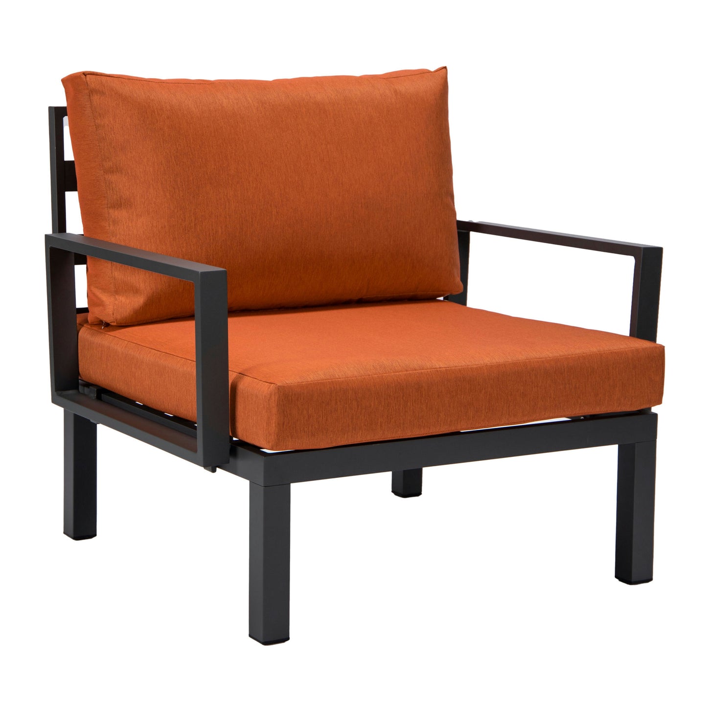 LeisureMod Hamilton 7-Piece Conversation Set With Coffee Table - Orange