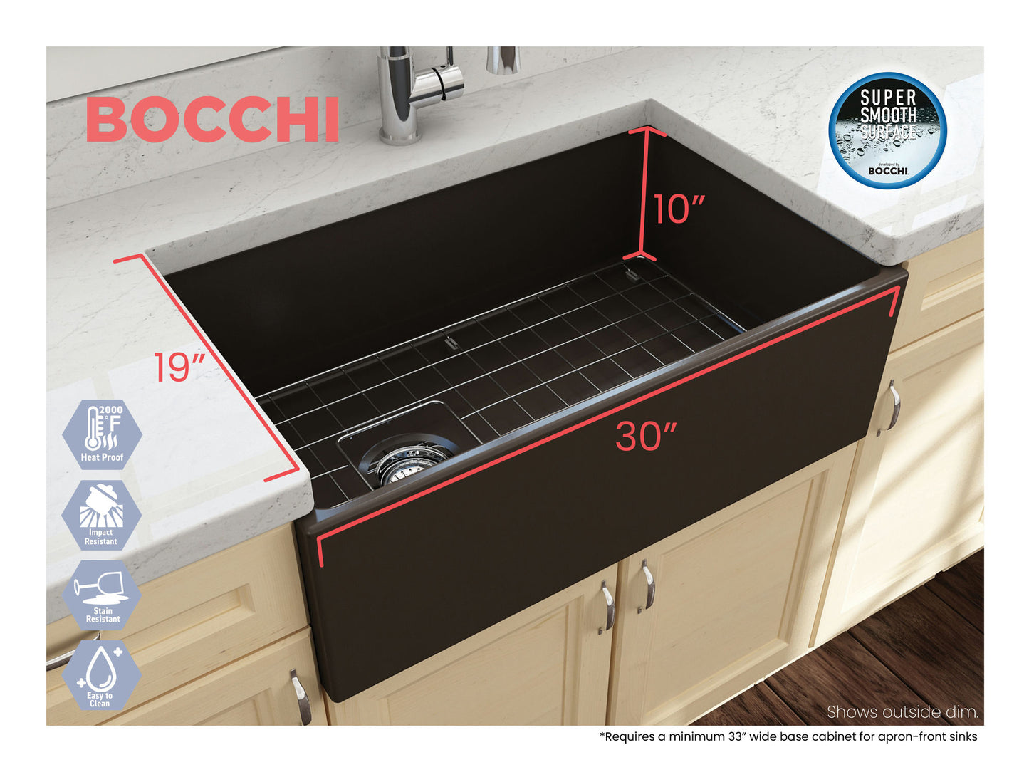 Contempo Apron Front Fireclay 30" Single Bowl Kitchen Sink in Matte Brown