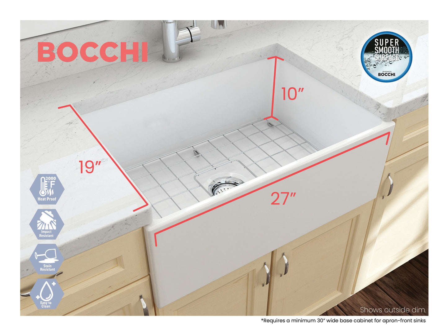 Contempo Apron Front Fireclay 27" Single Bowl Kitchen Sink in White