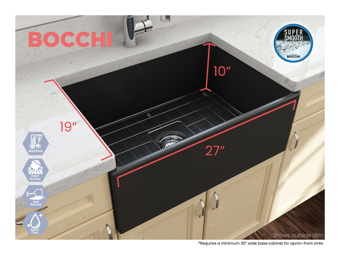 Contempo Apron Front Fireclay 27" Single Bowl Kitchen Sink in Matte Dark Gray