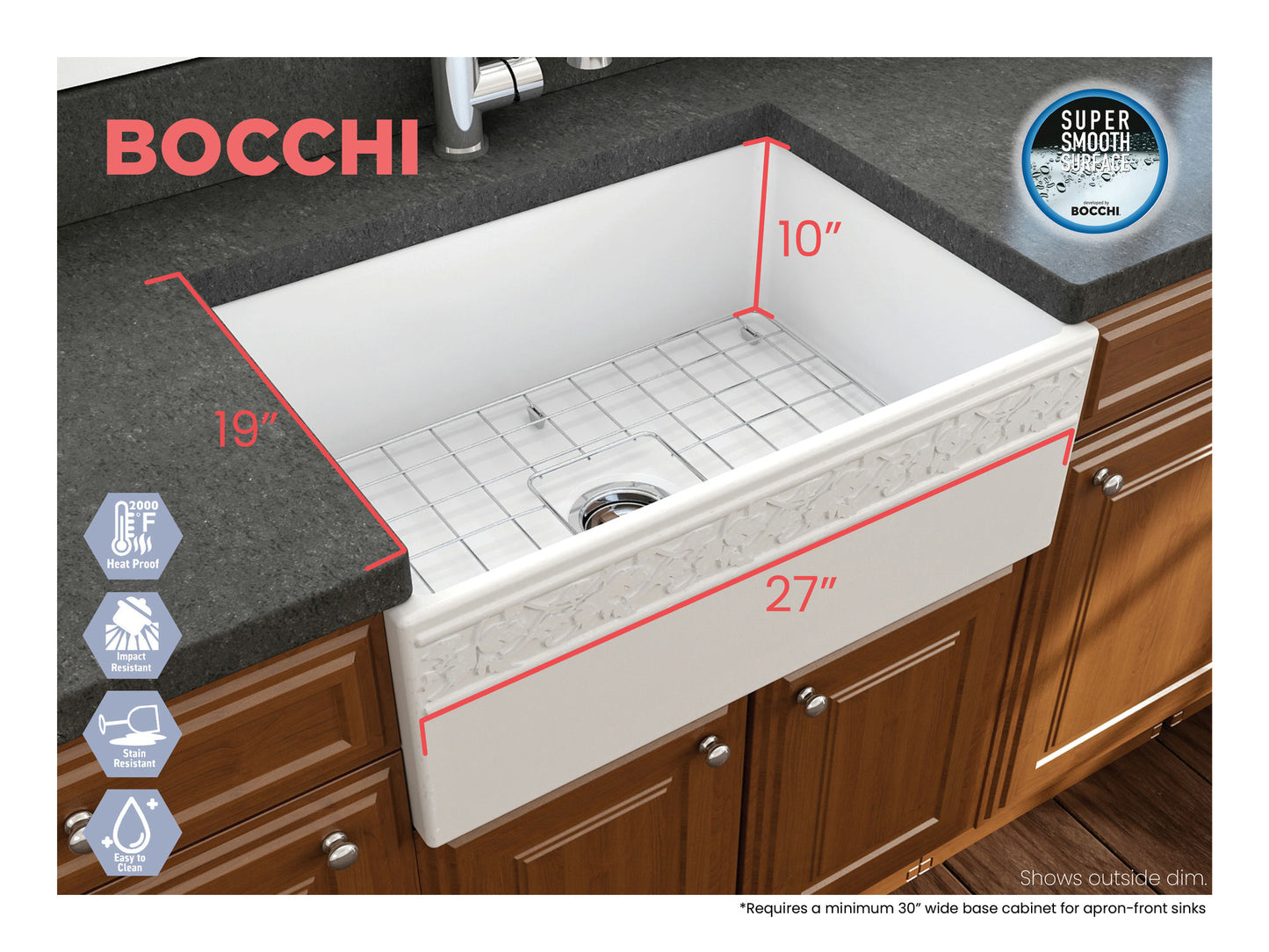 Vigneto Apron Front Fireclay 27" Single Bowl Kitchen Sink in Matte White