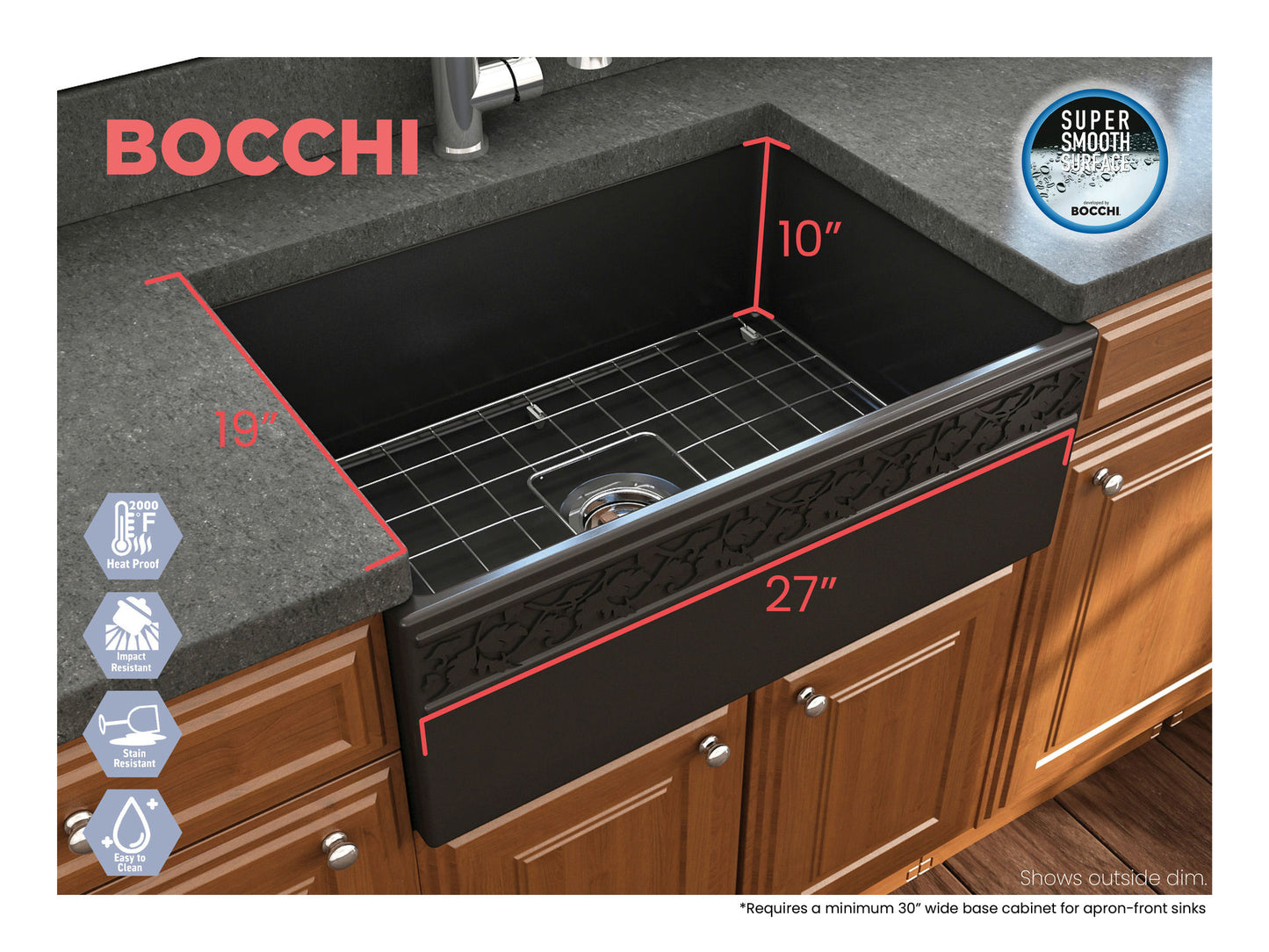 Vigneto Apron Front Fireclay 27" Single Bowl Kitchen Sink in Matte Black