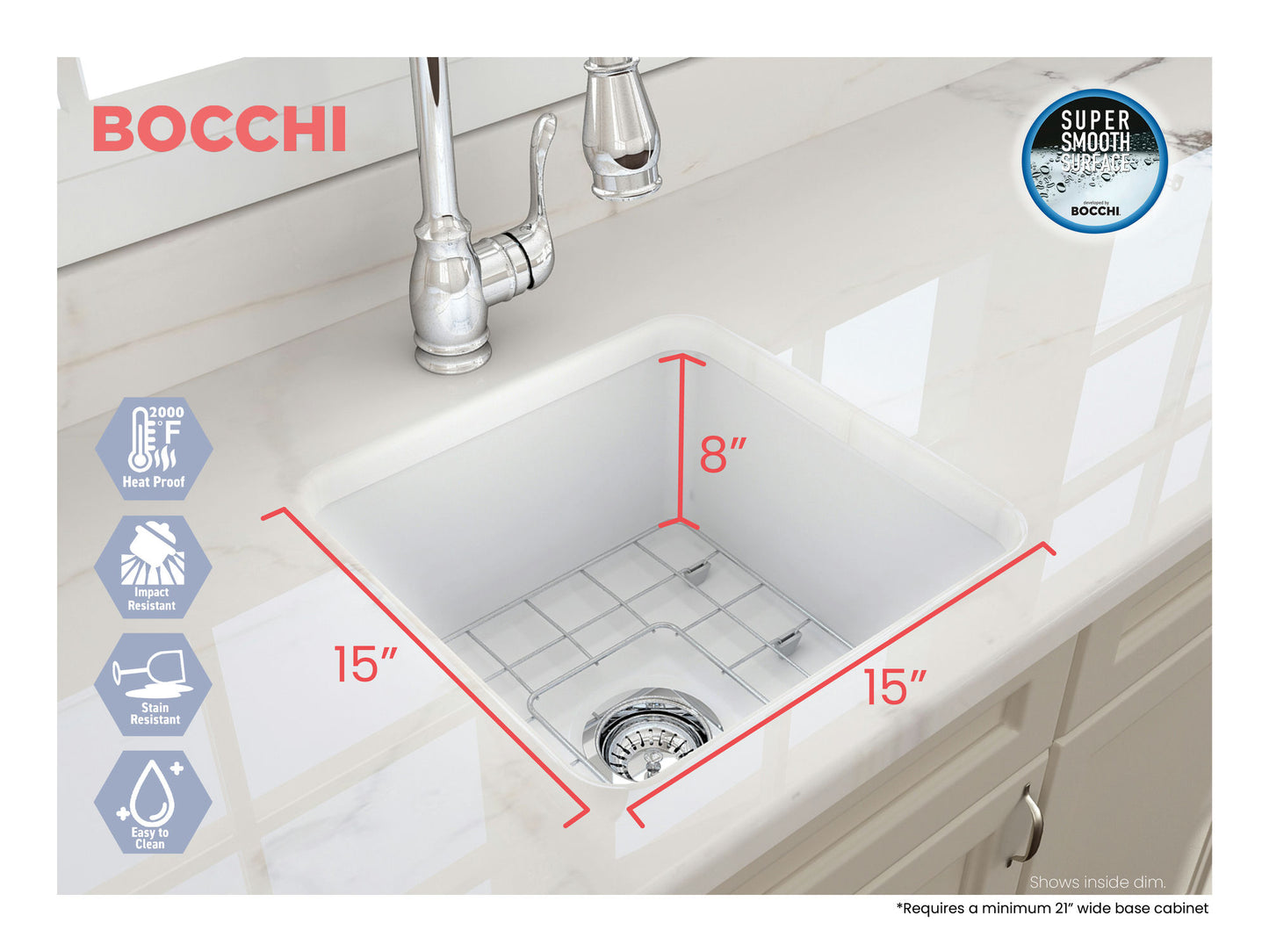 Sotto Dual-mount Fireclay 18" Single Bowl Bar Sink in Matte White