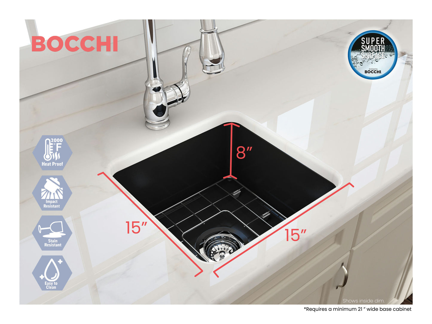 Sotto Dual-mount Fireclay 18" Single Bowl Bar Sink in Matte Black