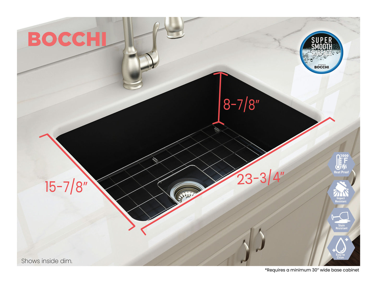 Sotto Dual-mount Fireclay 27" Single Bowl Kitchen Sink in Matte Black