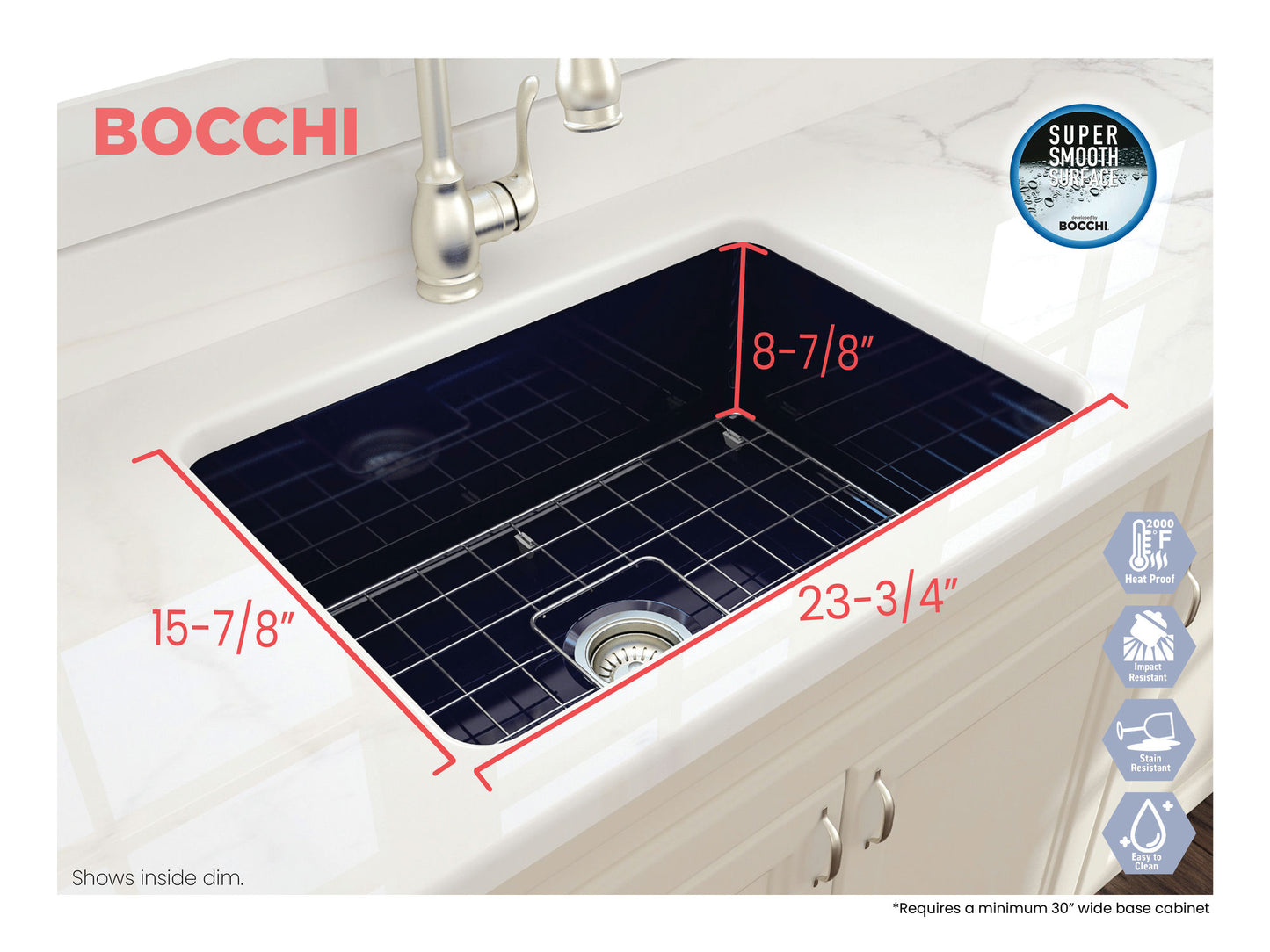 Sotto Dual-mount Fireclay 27" Single Bowl Kitchen Sink in Sapphire Blue