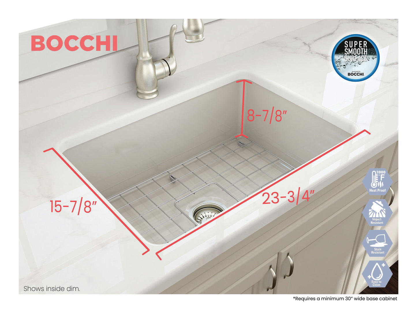 Sotto Dual-mount Fireclay 27" Single Bowl Kitchen Sink in Biscuit