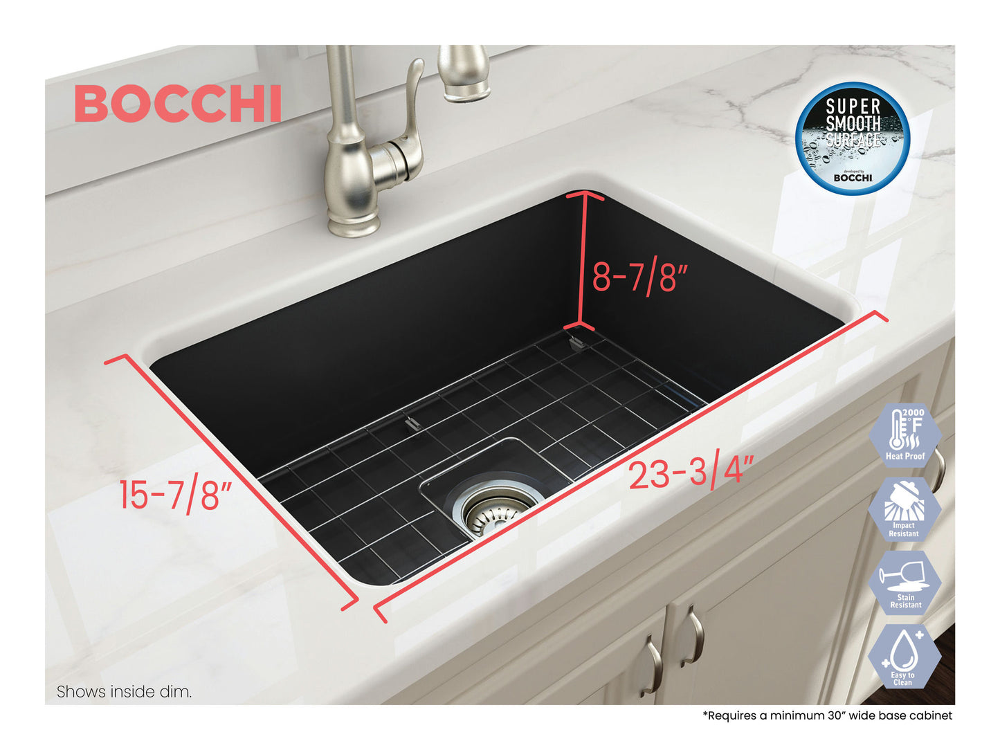 Sotto Dual-mount Fireclay 27" Single Bowl Kitchen Sink in Matte Dark Gray
