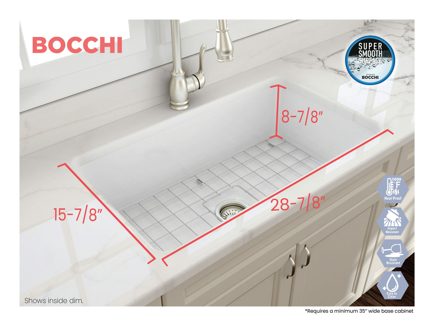Sotto Dual-mount Fireclay 32" Single Bowl Kitchen Sink in White