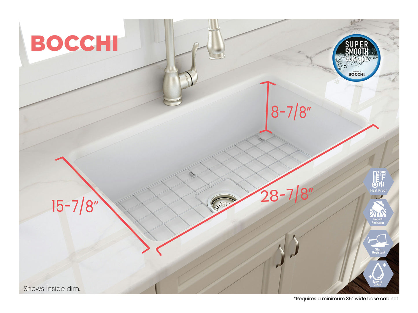 Sotto Dual-mount Fireclay 32" Single Bowl Kitchen Sink in Matte White