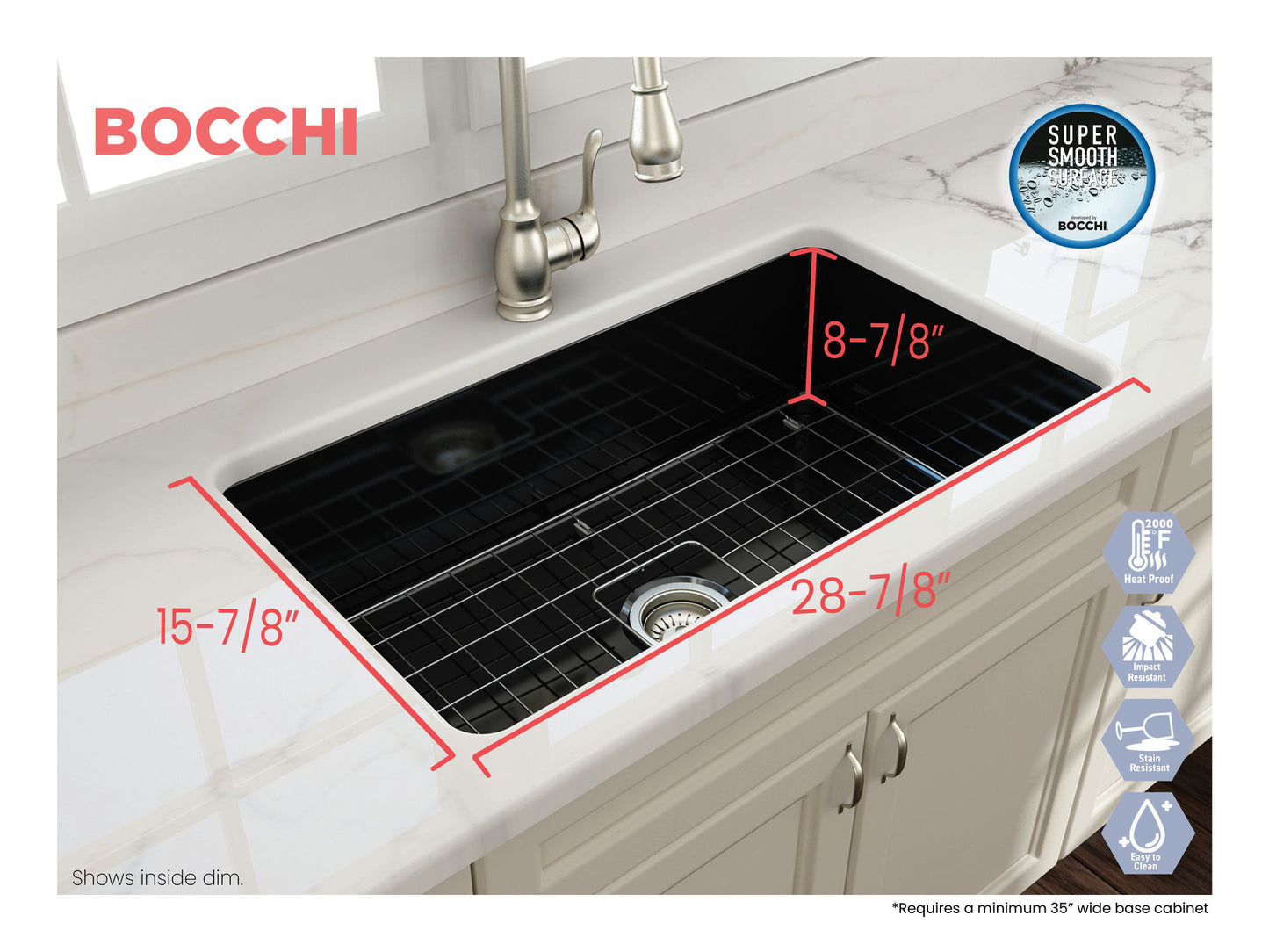 Sotto Dual-mount Fireclay 32" Single Bowl Kitchen Sink in Black
