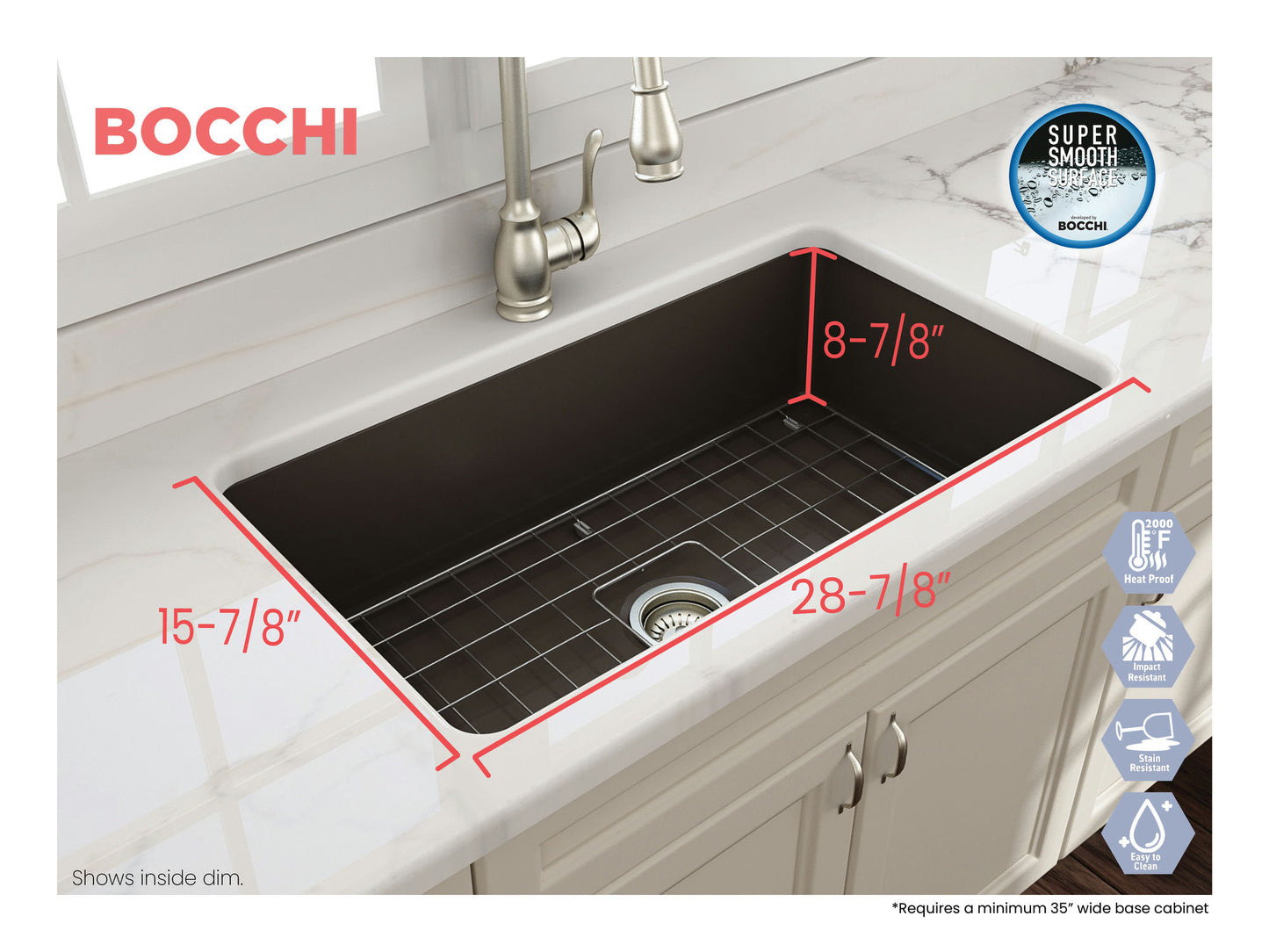 Sotto Dual-mount Fireclay 32" Single Bowl Kitchen Sink in Matte Brown
