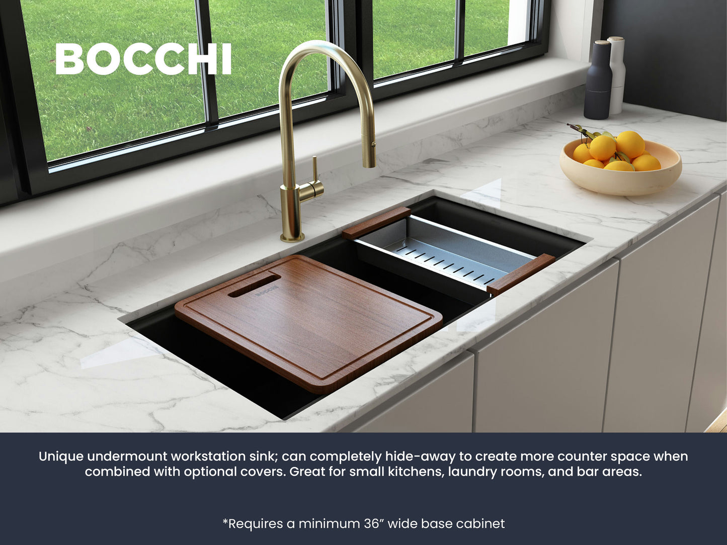 Baveno Lux Undermount 34D" Double Bowl Granite Kitchen Sink in Matte Black
