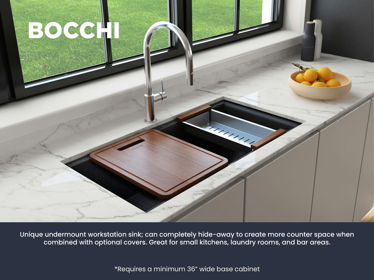 Baveno Lux Undermount 34D" Double Bowl Granite Kitchen Sink in Metallic Black