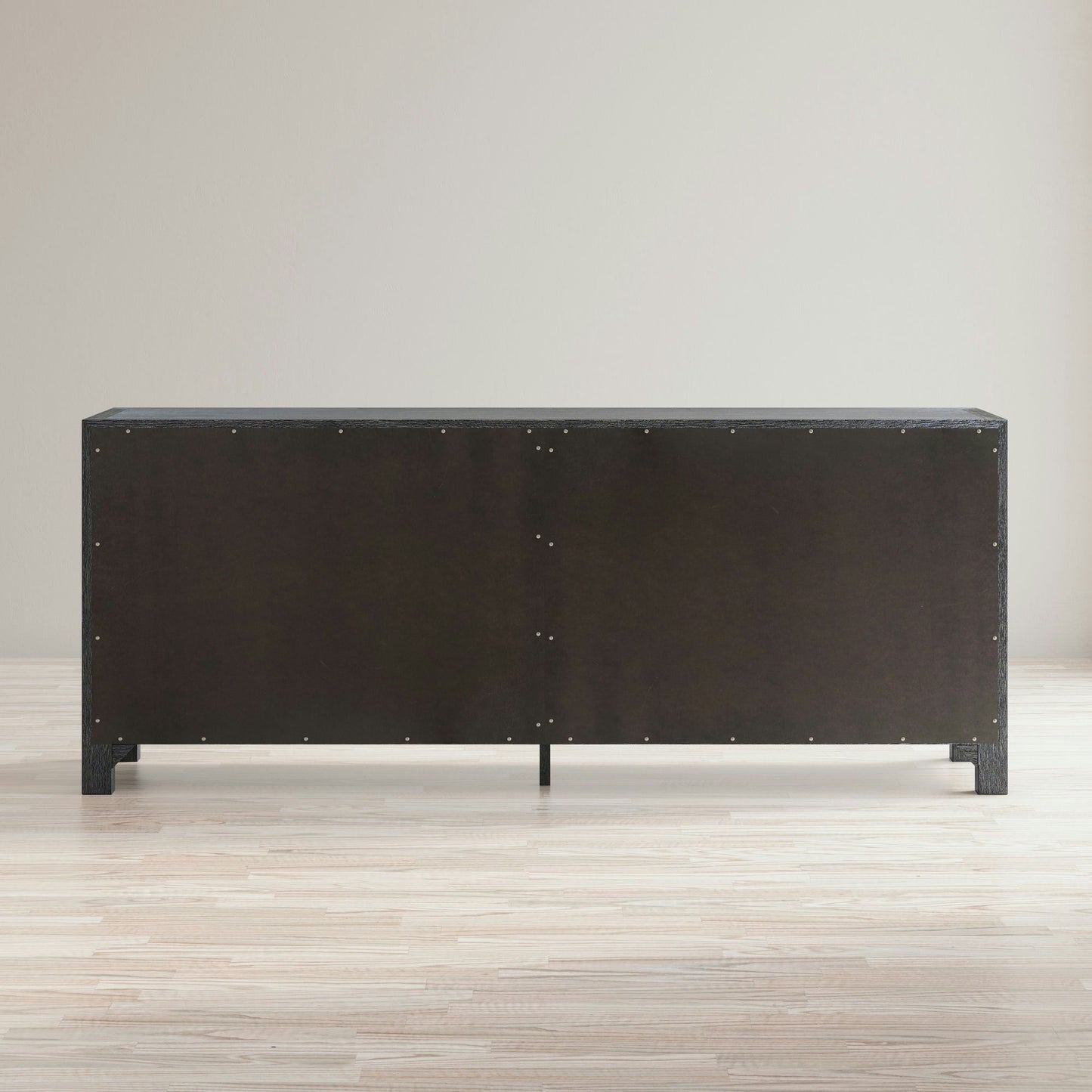 Gramercy Mid-Century Modern Chevron Four Door 79" Accent Cabinet - Platinum